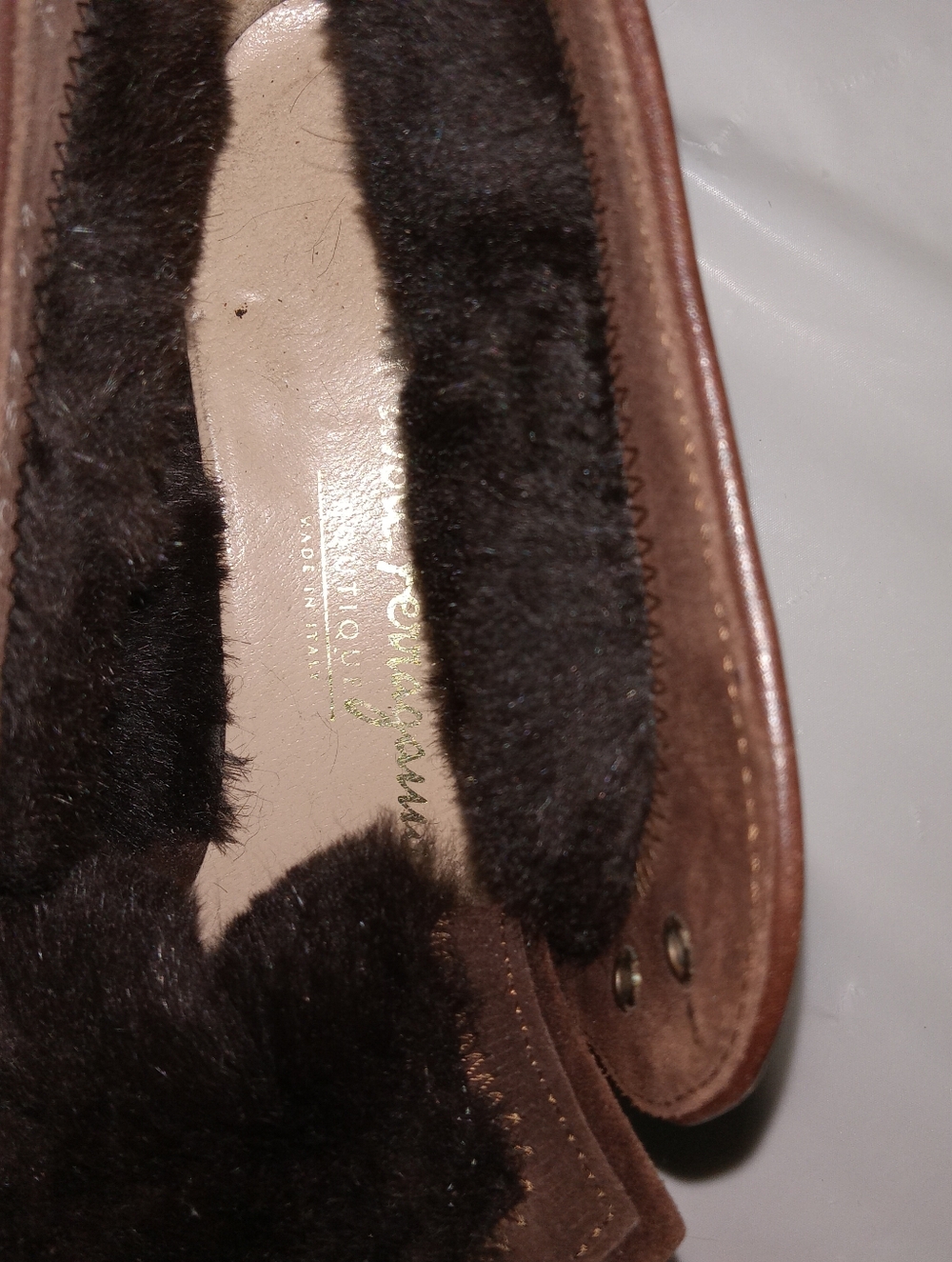 Vintage Salvatore Ferragamo Brown Suede Fur Lined Chukka Boots 6B - Picture 7 of 10